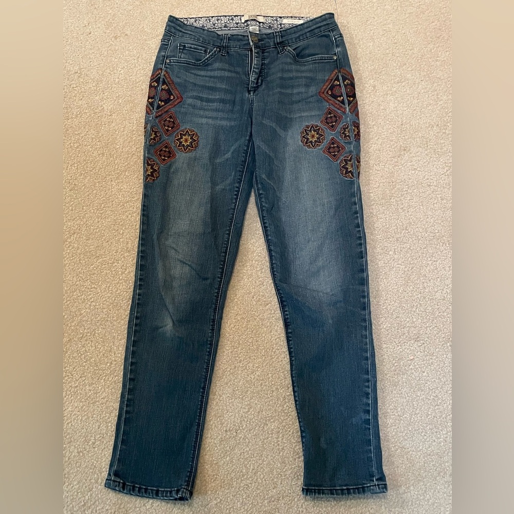 Vintage America Blue Skinny Jeans with Embroidery